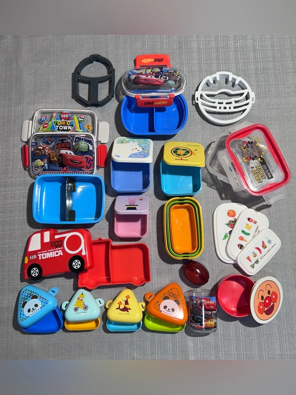 Japanese Bento Box Container Assortment Kids Lunch Snack Tomica McQueen w Lids